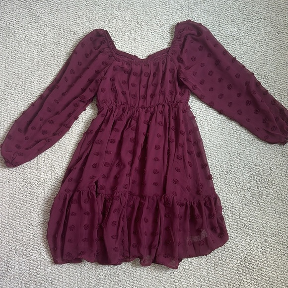 Maroon Polka Dot Dress - Picture 2 of 6